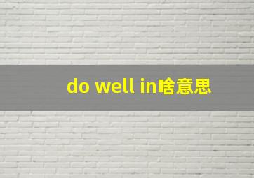 do well in啥意思